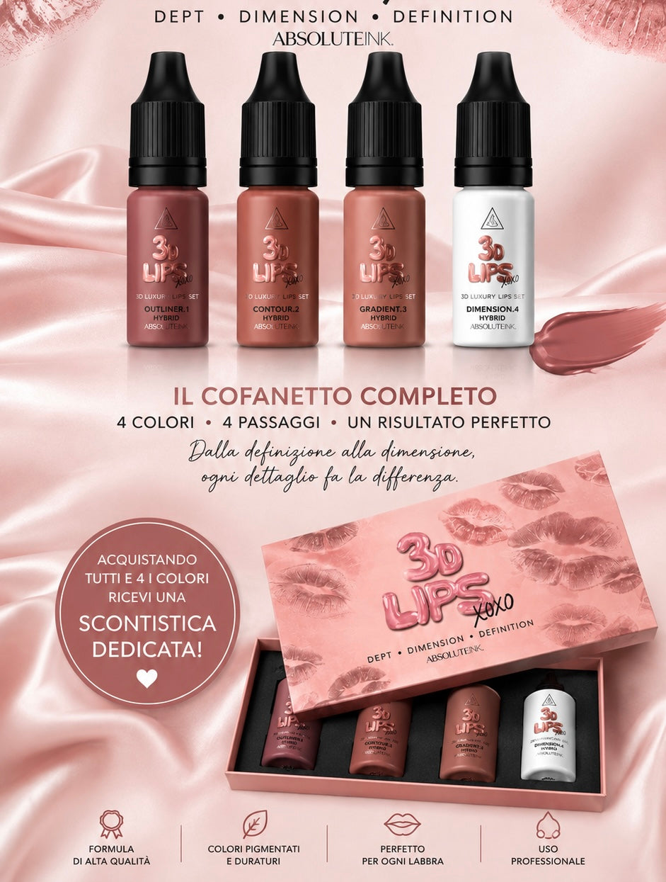 ABSOLUTE INK - 3D LIPS SET - PIGMENTI LABBRA [4 PIGMENTI X 1Oml cad.]