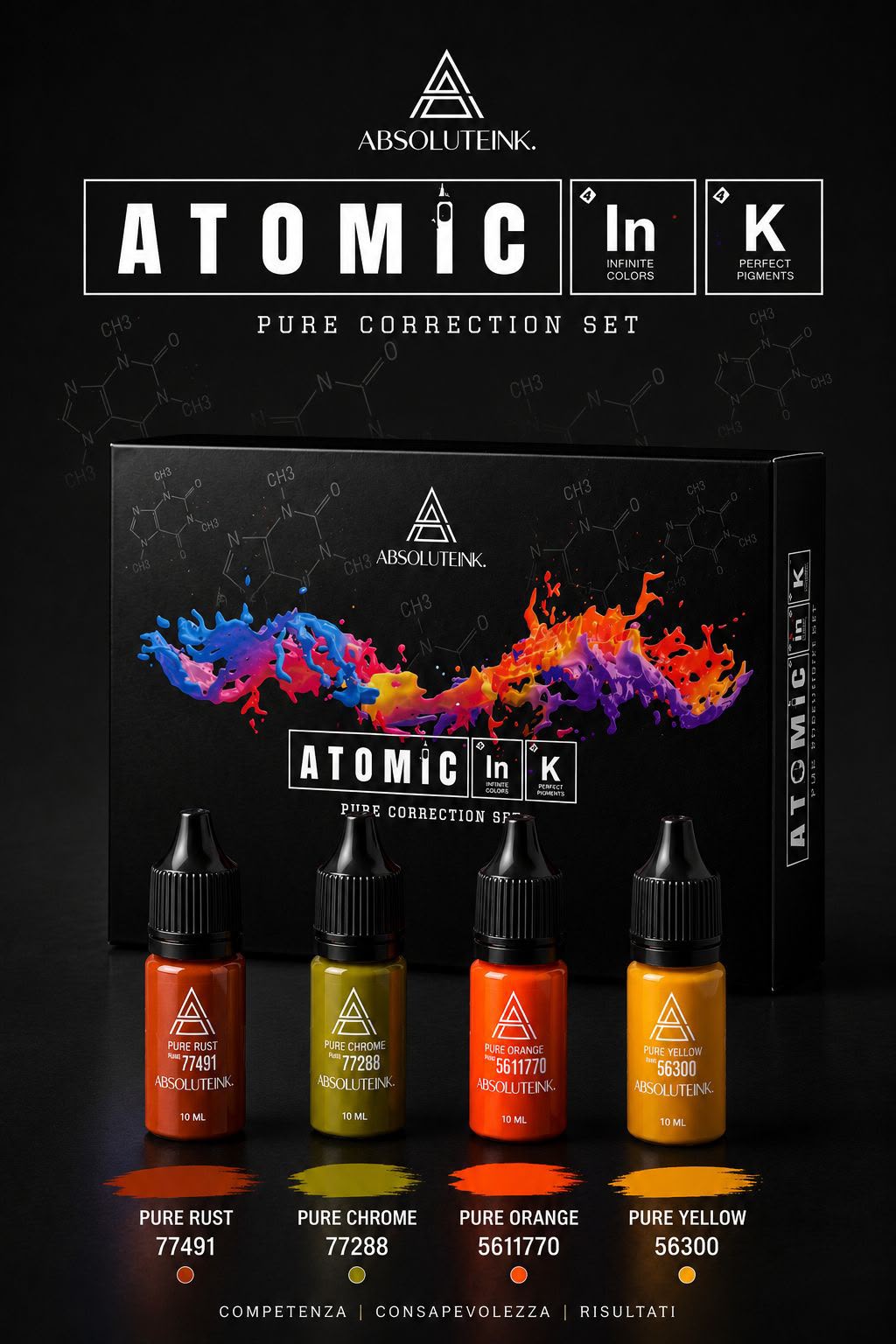 ABSOLUTE INK - ATOMIC CORRECTOR SET - PIGMENTI CORRETTIVI [4 PIGMENTI X 1Oml cad.]